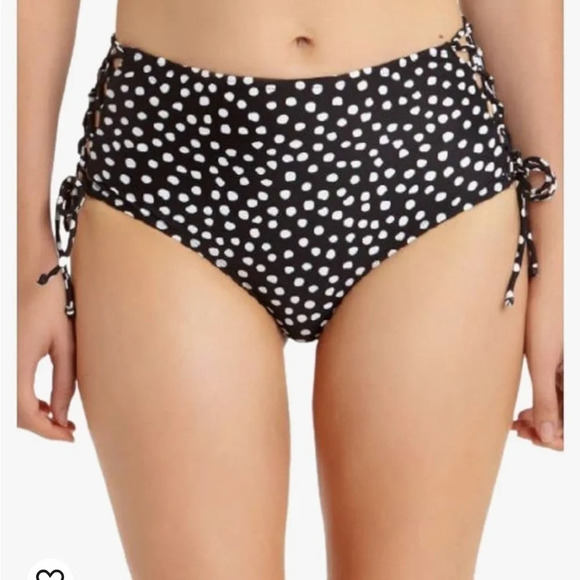California Waves Womens Side Tie Swim Bottom Separates Black Polka Dot M - Picture 2 of 10
